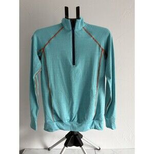 Wears Woody Half Zip Pull Over Aqua Blue/Orange Women Size Small